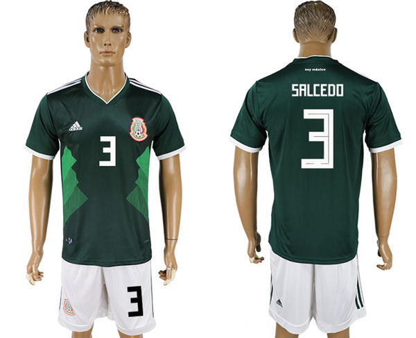 2018 World Cup Men Mexico #3 Salcedo Home Green Soccer Country Jersey