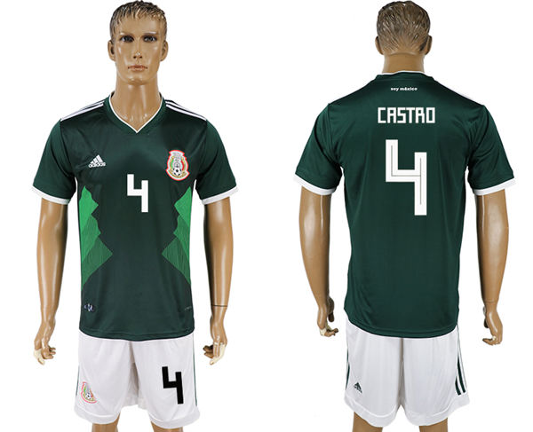 2018 World Cup Men Mexico #4 Crstro Home Green Soccer Country Jersey