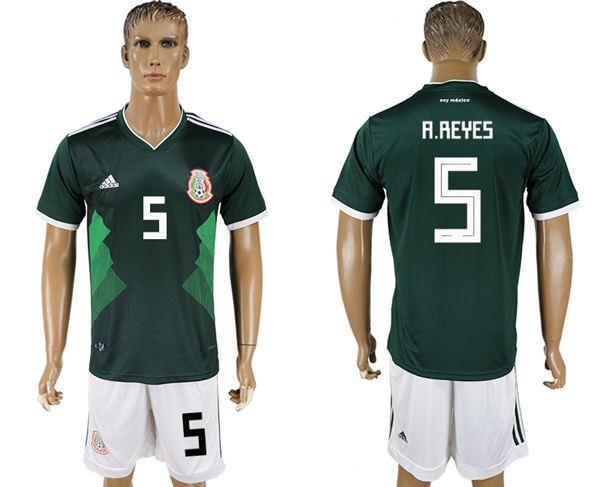 2018 World Cup Men Mexico #5 A.Reyes Home Green Soccer Country Jersey
