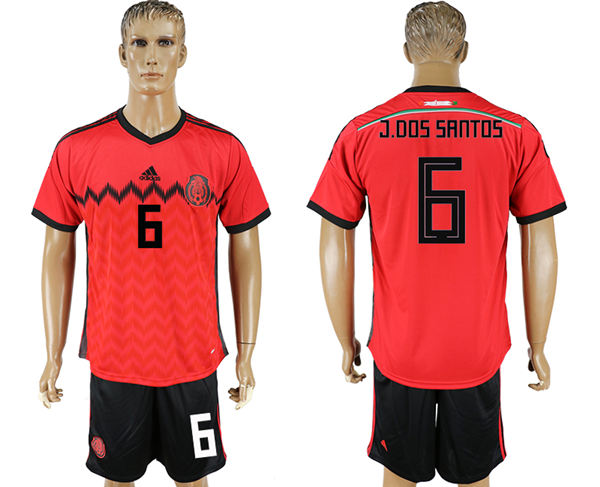 2018 World Cup Men Mexico #6 J.Dos Santos Home Soccer Country Jersey