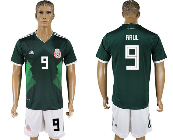2018 World Cup Men Mexico #9 Raul Home Green Soccer Country Jersey