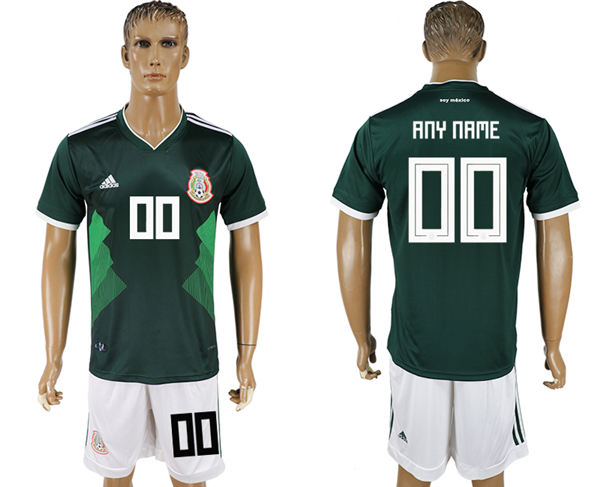 2018 World Cup Men Mexico Home Dack Green Customized Soccer Country Jersey