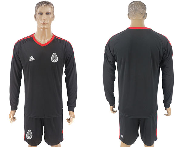 2018 World Cup Men Mexico Home Long Sleeves Black Soccer Country Jersey