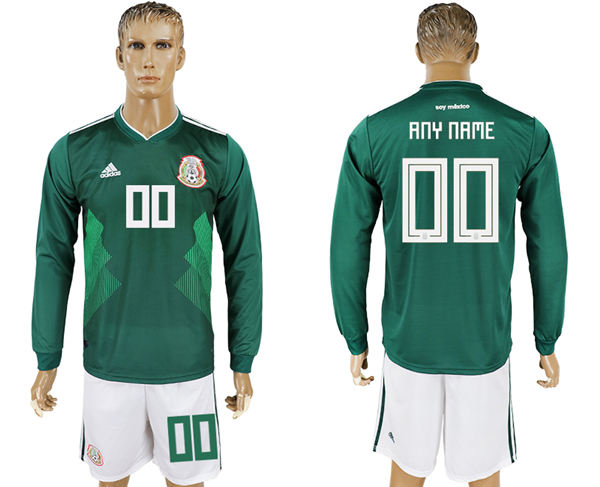 2018 World Cup Men Mexico Home Long Sleeves Customized Soccer Country Jersey