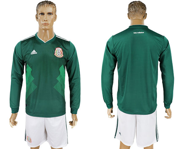 2018 World Cup Men Mexico Home Long Sleeves Dack Soccer Country Jersey