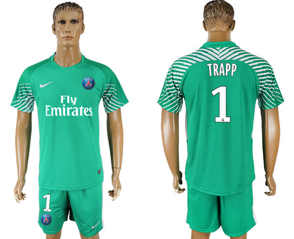 2018 World Cup Men Paris Saint-Germain #1 Trapp Away Green Soccer Club Jersey