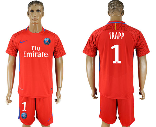 2018 World Cup Men Paris Saint-Germain #1 Trapp Away Red Soccer Club Jersey