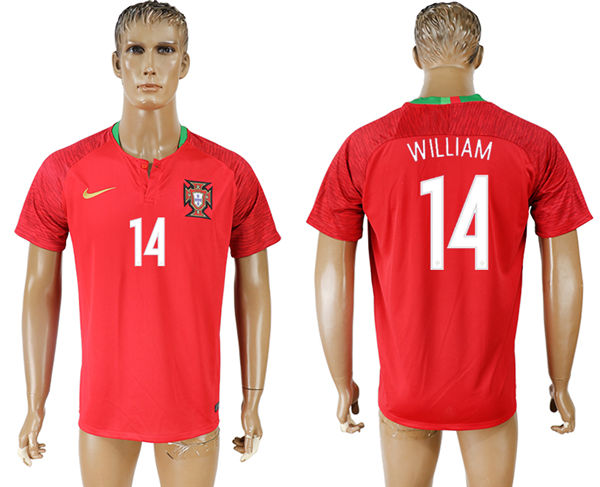 2018 World Cup Men Portugal #14 William Home Soccer Country Jersey