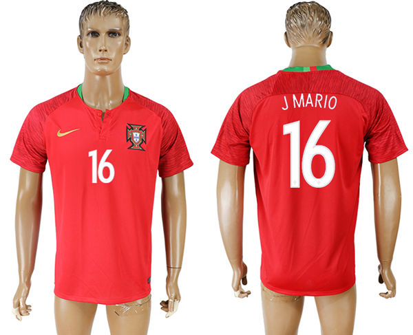 2018 World Cup Men Portugal #16 J Mario Home Soccer Country Jersey