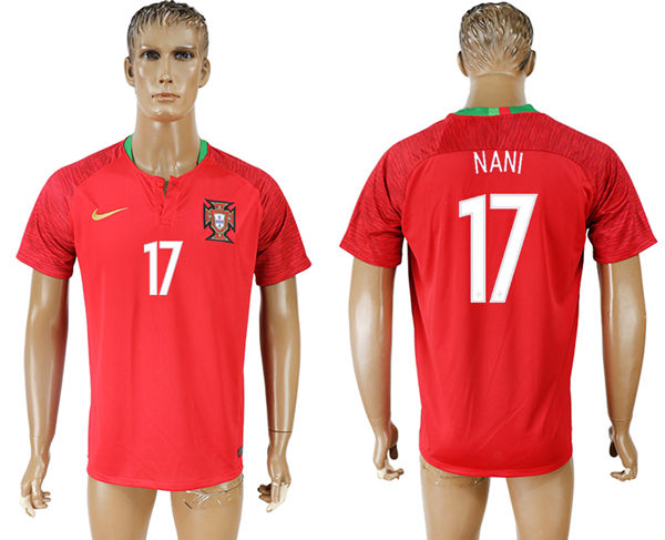 2018 World Cup Men Portugal #17 Nani Home Soccer Country Jersey