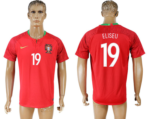 2018 World Cup Men Portugal #19 Eliseu Home Soccer Country Jersey