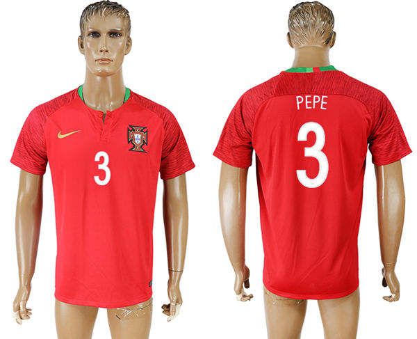 2018 World Cup Men Portugal #3 Pepe Home Soccer Country Jersey