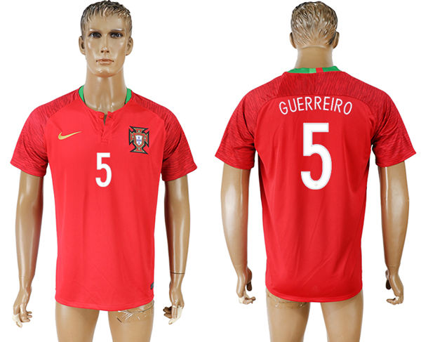 2018 World Cup Men Portugal #5 Guerreiro Home Soccer Country Jersey