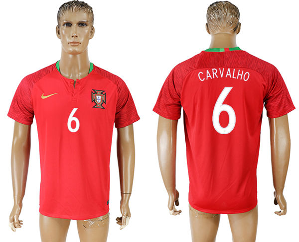 2018 World Cup Men Portugal #6 Carvalho Home Soccer Country Jersey