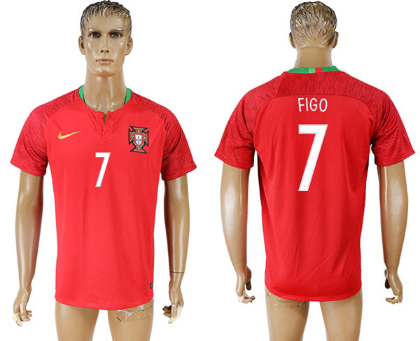 2018 World Cup Men Portugal #7 Figo Home Soccer Country Jersey