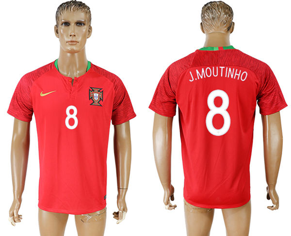 2018 World Cup Men Portugal #8 J.Moutinho Home Soccer Country Jersey