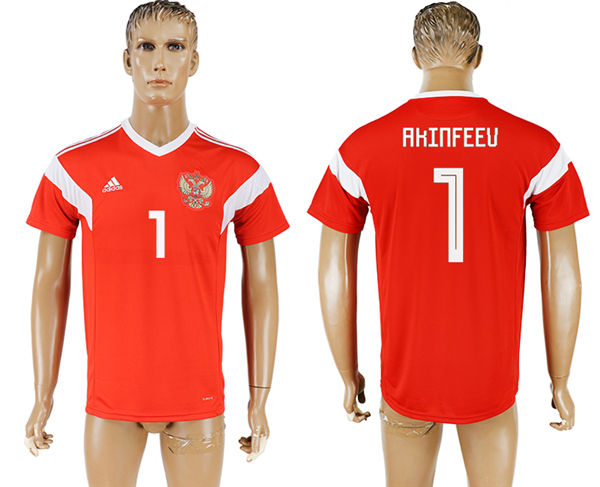 2018 World Cup Men Russia #1 Akinfeev Home Soccer Country Jersey