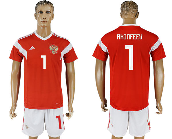 2018 World Cup Men Russia #1 Akinfeev Home Soccer Country Jersey