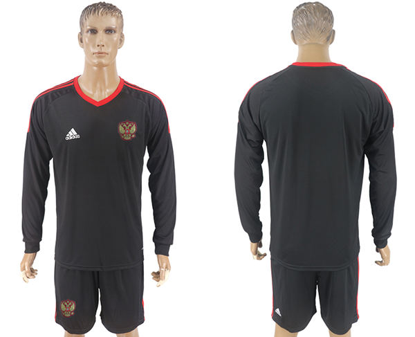 2018 World Cup Men Russia Home Long Sleeves Black Soccer Country Jersey