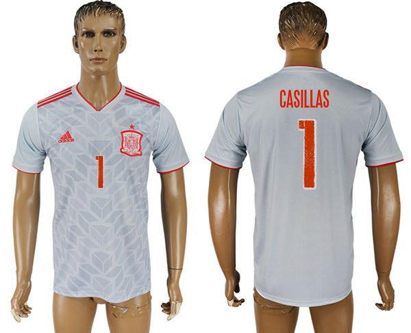 2018 World Cup Men Spain #1 Casillas Home Soccer Country Jersey