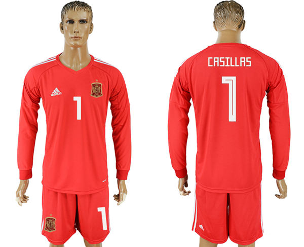 2018 World Cup Men Spain #1 Crsillas Red Home Long Sleeves Soccer Country Jersey 2018 World Cup Men Spain #1 Crsillas Red Home Long Sleeves Soccer Country Jersey