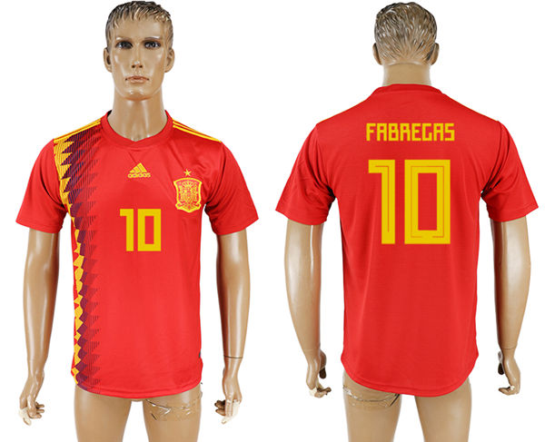 2018 World Cup Men Spain #10 Fabregas Red Home Soccer Country Jersey