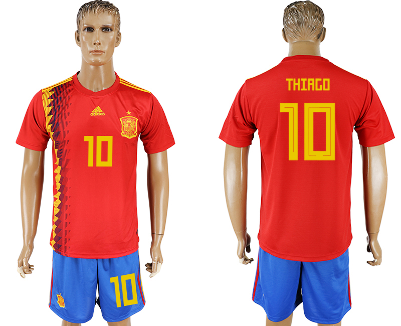 2018 World Cup Men Spain #10 Thirgo Red Home Soccer Country Jersey