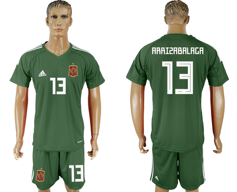 2018 World Cup Men Spain #13 Arrizrbalagr Dack Green Home Soccer Country Jersey
