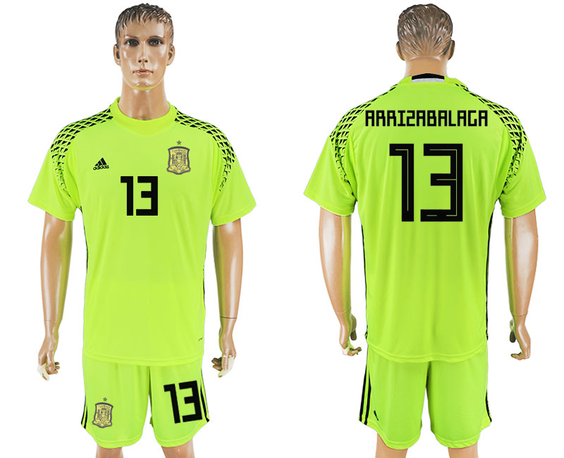 2018 World Cup Men Spain #13 Arrizrbalagr Green Home Soccer Country Jersey