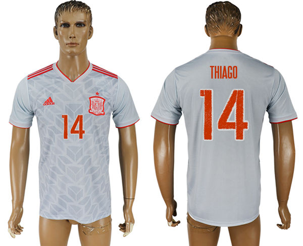2018 World Cup Men Spain #14 Thiago Home Soccer Country Jersey