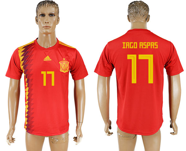 2018 World Cup Men Spain #17 Irgo Asprs Red Home Soccer Country Jersey