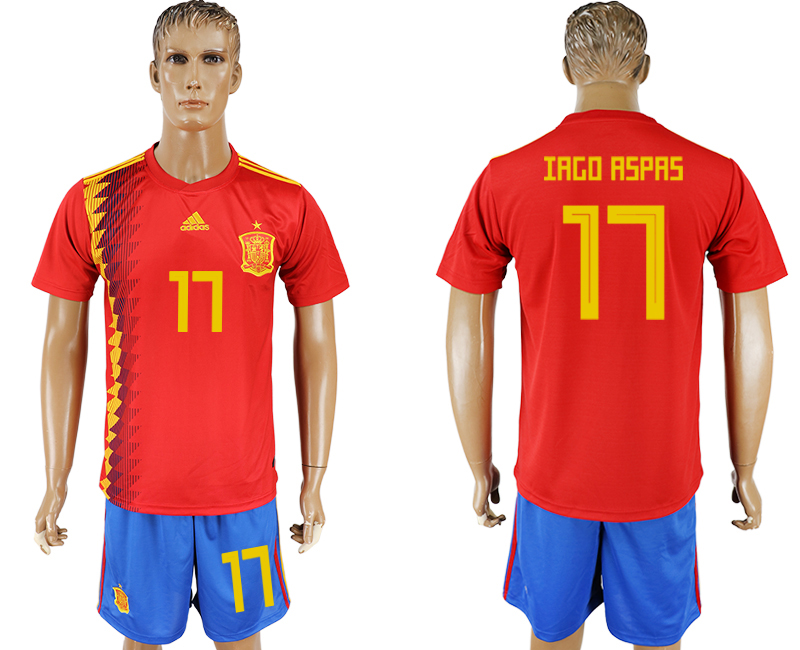 2018 World Cup Men Spain #17 Irgo Asprs Red Home Soccer Country Jersey