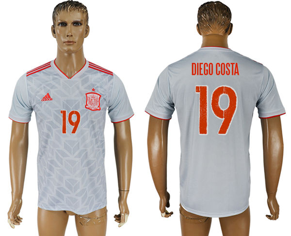 2018 World Cup Men Spain #19 Diego Costa Home Soccer Country Jersey