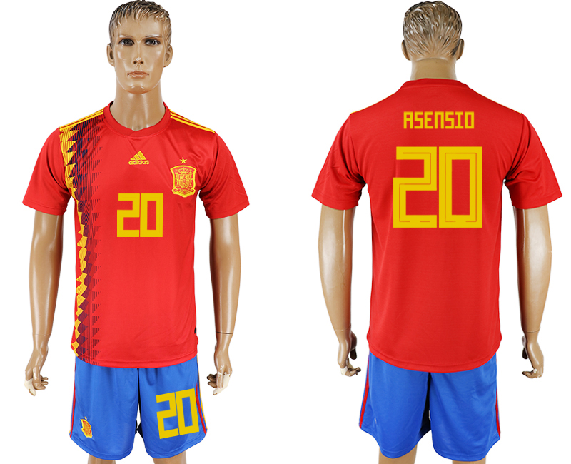 2018 World Cup Men Spain #20 Asensio Red Home Soccer Country Jersey