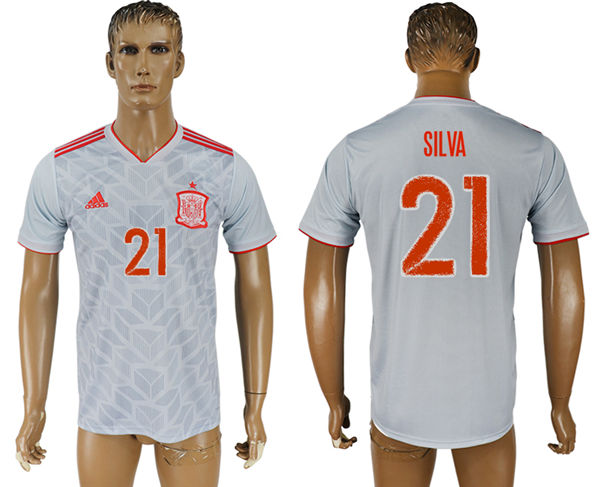 2018 World Cup Men Spain #21 Silva Home Soccer Country Jersey