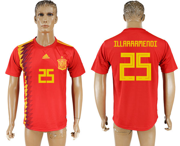 2018 World Cup Men Spain #25 Illarramendi Red Home Soccer Country Jersey