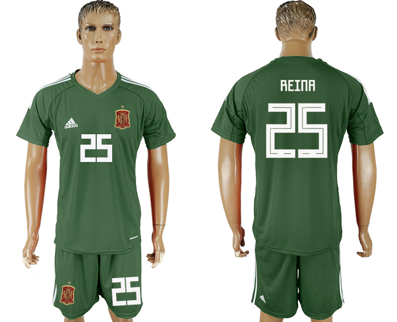 2018 World Cup Men Spain #25 Reina Dack Green  Home Soccer Country Jersey