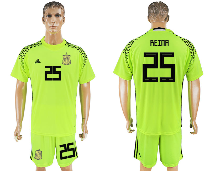 2018 World Cup Men Spain #25 Reina Green Home Soccer Country Jersey