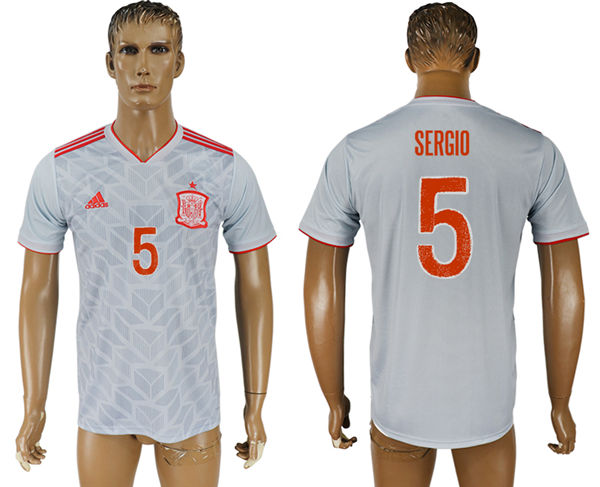 2018 World Cup Men Spain #5 Sergio Home Soccer Country Jersey