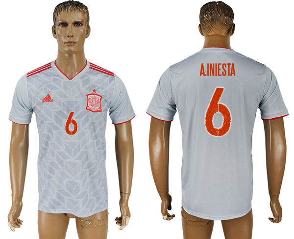 2018 World Cup Men Spain #6 A.Iniesta Home Soccer Country Jersey