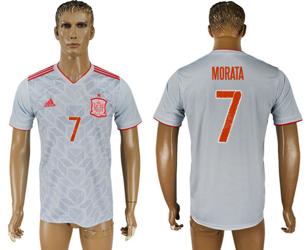 2018 World Cup Men Spain #7 Morata Home Soccer Country Jersey