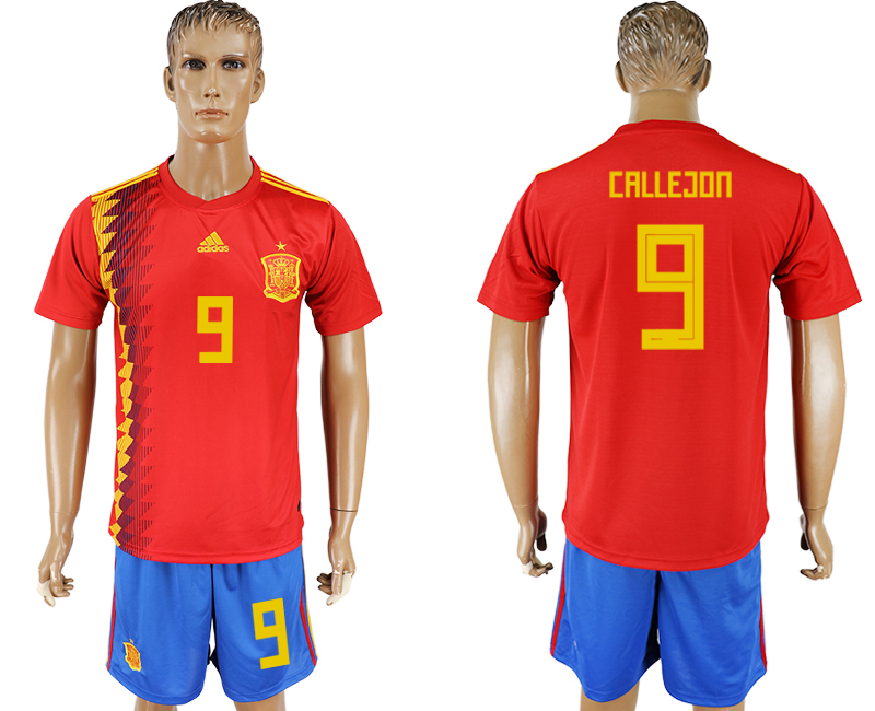 2018 World Cup Men Spain #9 Callegon Red Home Soccer Country Jersey