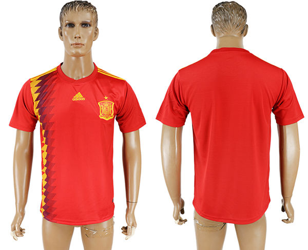 2018 World Cup Men Spain Blank Red Home Soccer Country Jersey