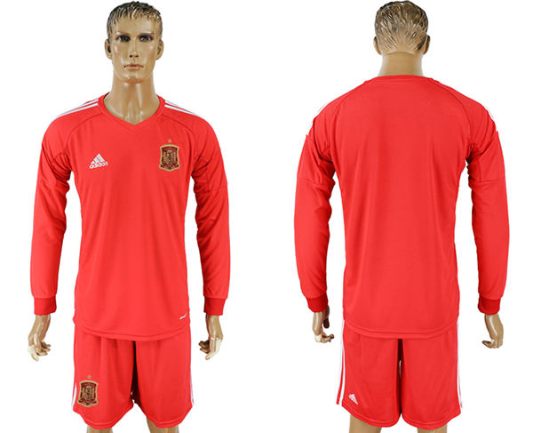 2018 World Cup Men Spain Home Long Sleeves Soccer Country Jersey