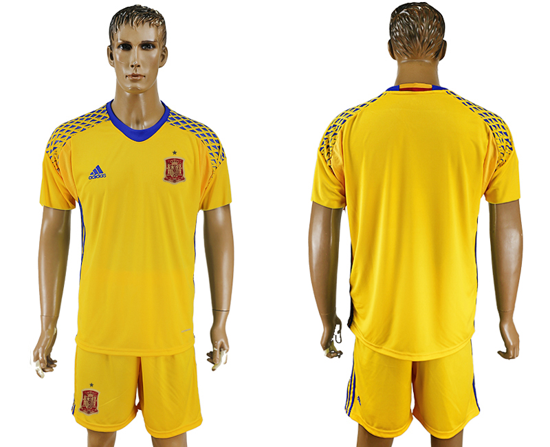 2018 World Cup Men Spain Yellow Home Soccer Country Jersey