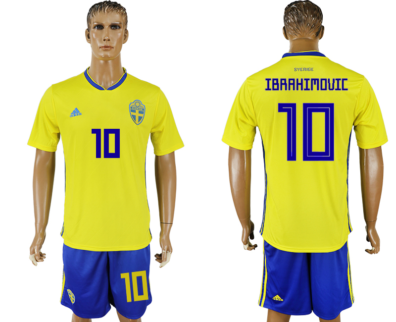 2018 World Cup Men Sweden #10 Ibrahimovic Home Soccer Country Jersey