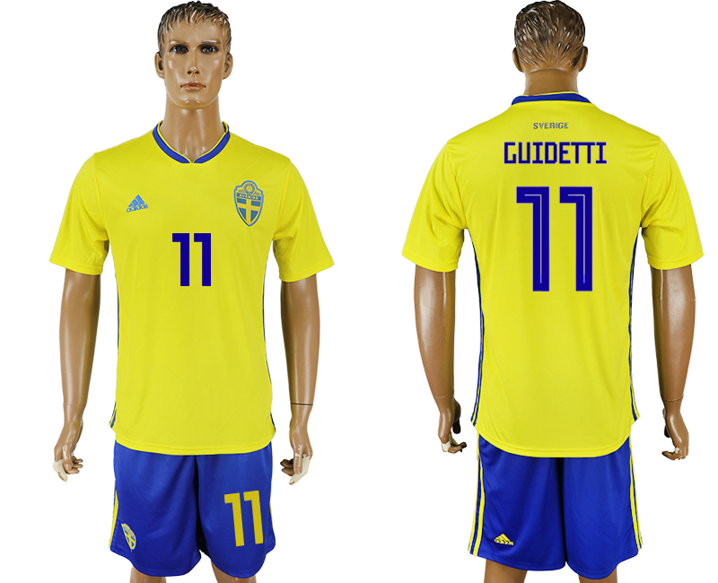 2018 World Cup Men Sweden #11 Guidetti Home Soccer Country Jersey 2018 World Cup Men Sweden #11 Guidetti Home Soccer Country Jersey