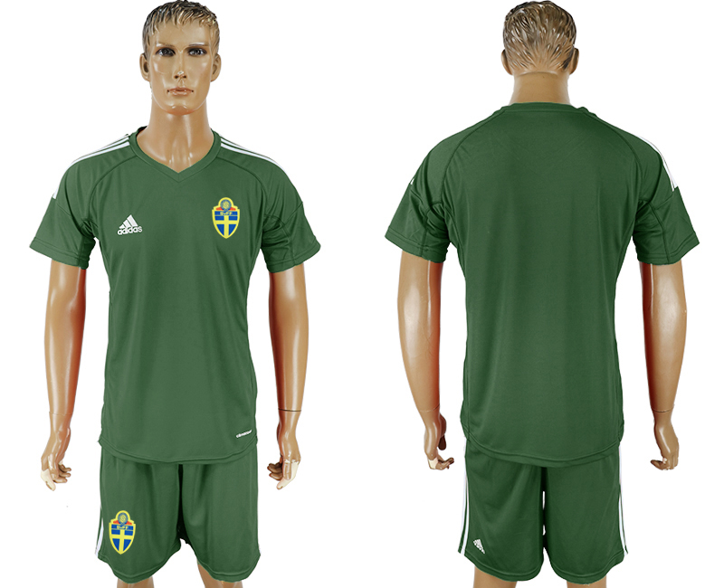 2018 World Cup Men Sweden Home Dack Green Soccer Country Jersey