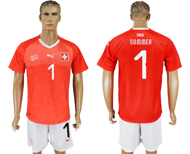 2018 World Cup Men Switzerland #1 Sommer Red Home Soccer Country Jersey