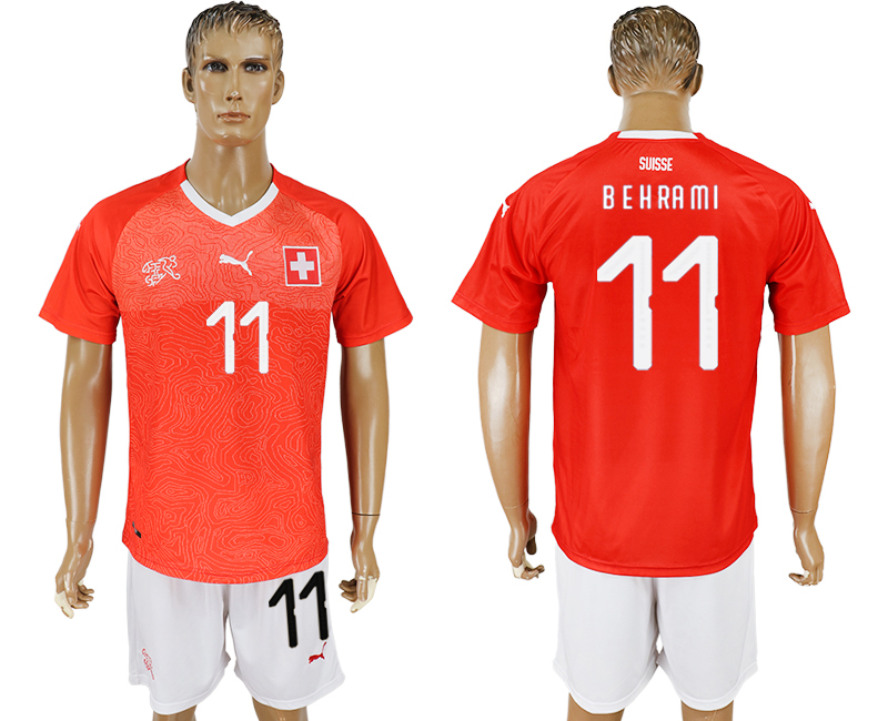 2018 World Cup Men Switzerland #11 Behrami Red Home Soccer Country Jersey